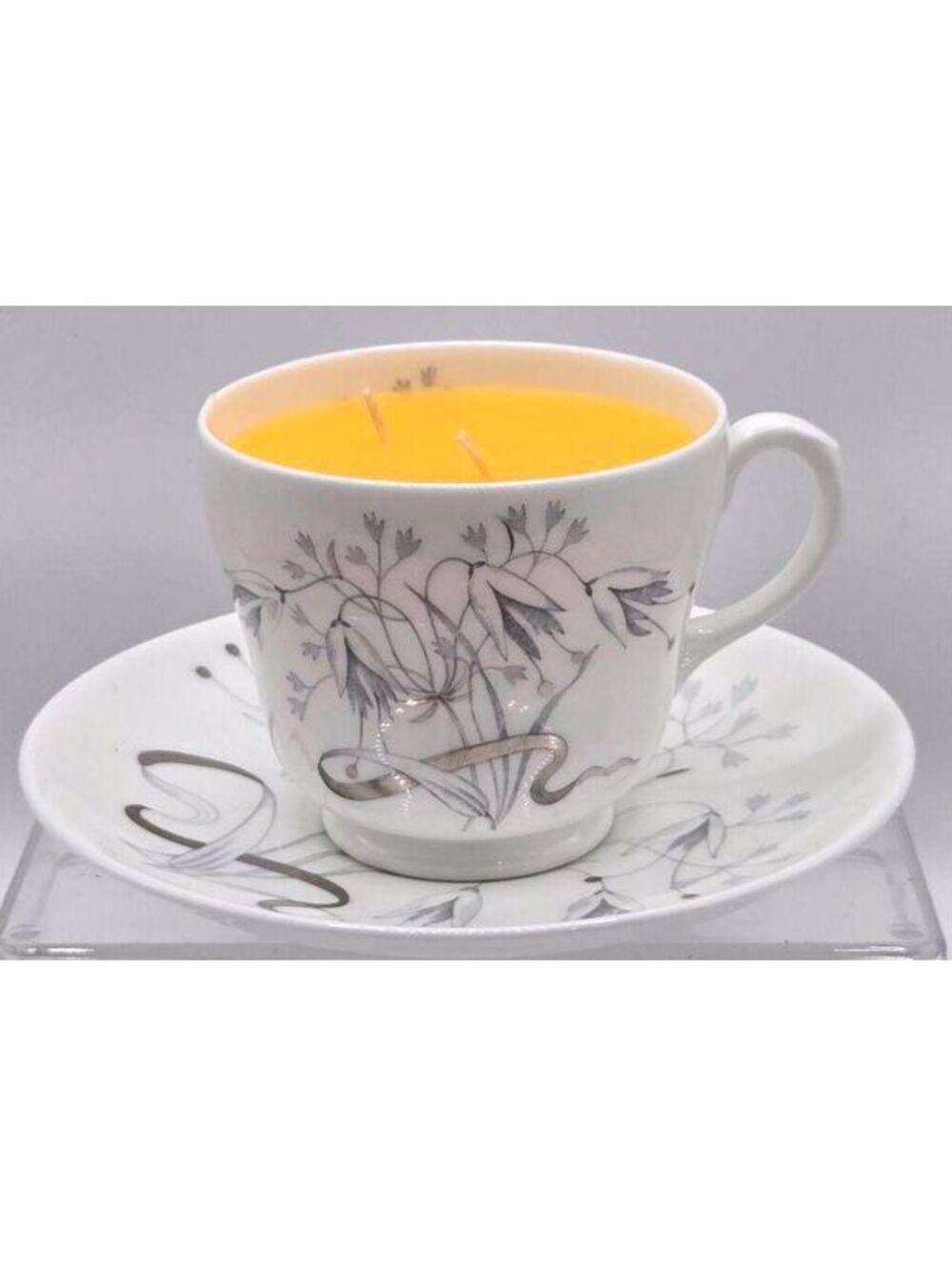 VTG Wedgwood Wild Oats W4166 Bone China Hand-Poured Candle in Tea Cup Set
